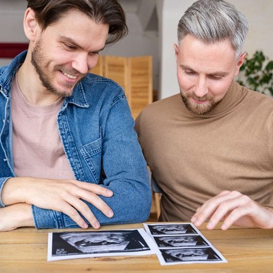 Intended Parents 1 close up two dads looking baby ultrasounds1 e1746737201590